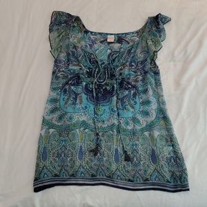 Sleeveless ruffle tunic top